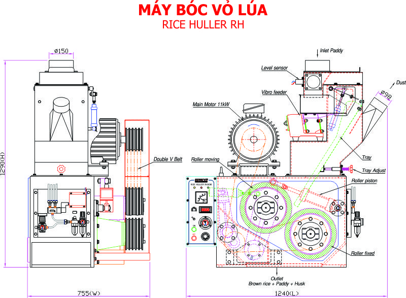 Máy bóc vỏ lúa